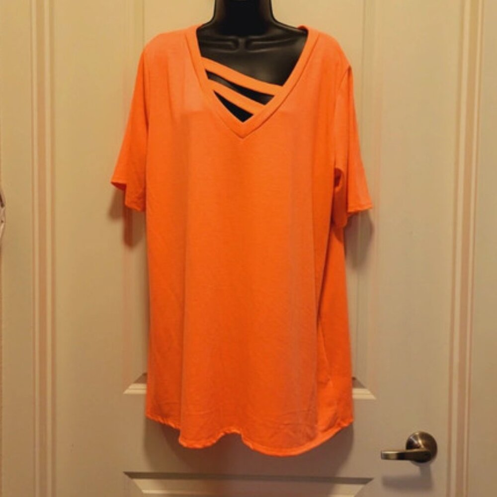 Neon Orange Plus Boutique Blouse